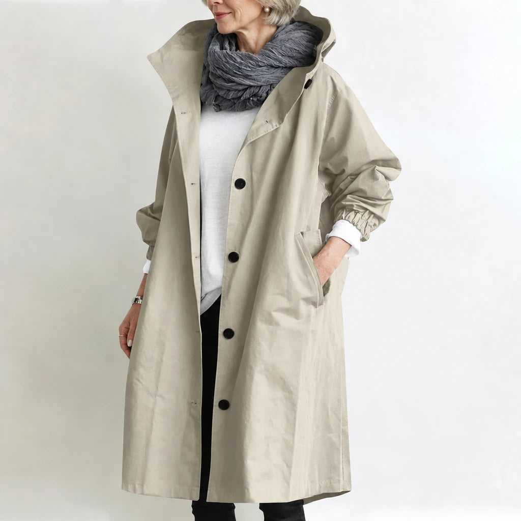 Agatha | Long Hooded Coat - Beige