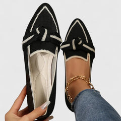 Marceline Pointed Flats with Knot Detail in black
