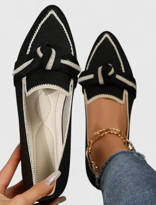 Marceline Pointed Flats with Knot Detail in black