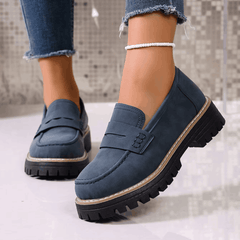 Maggie Chunky Sole Penny Loafers in blue
