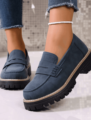 Maggie Chunky Sole Penny Loafers in blue