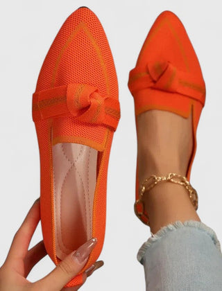 Marceline Pointed Flats with Knot Detail in orange