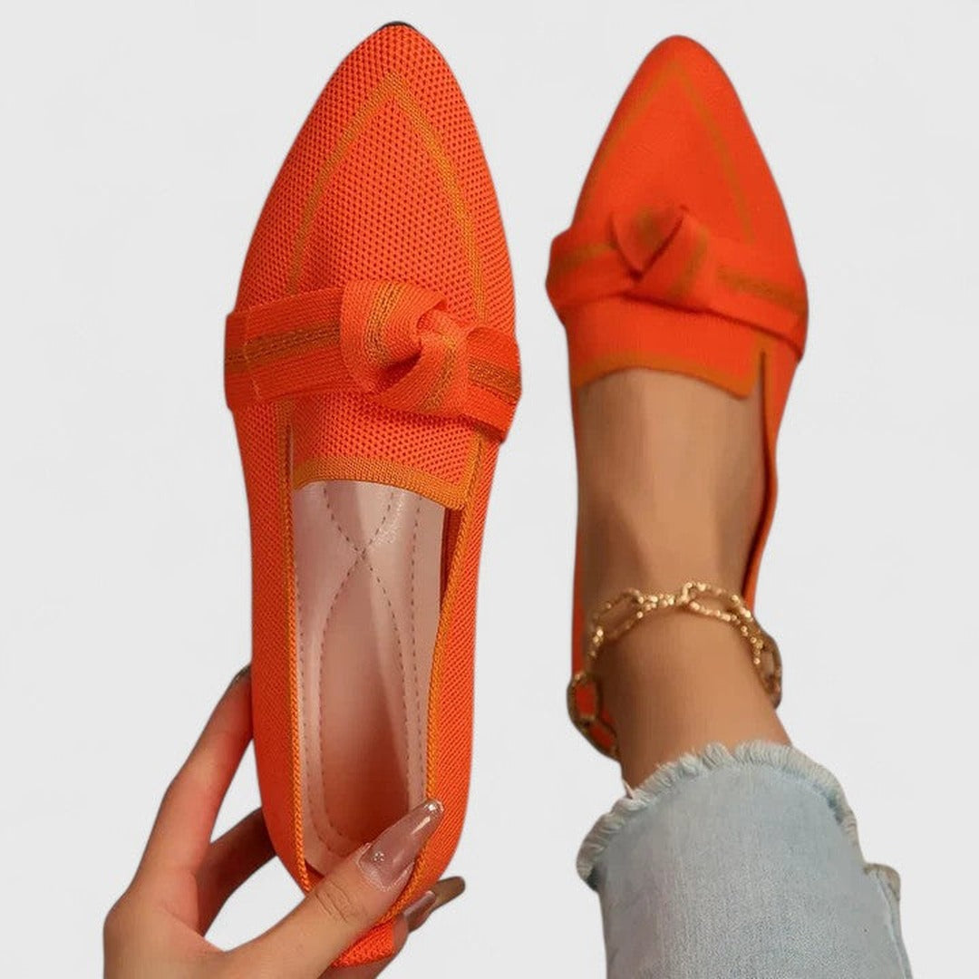 Marceline Pointed Flats with Knot Detail in orange