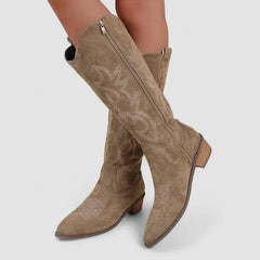 Clara | Orthopedic Western Boots in Khaki