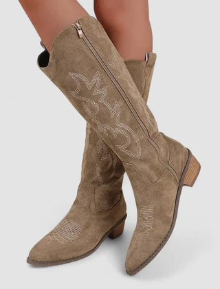 Clara | Orthopedic Western Boots in Khaki