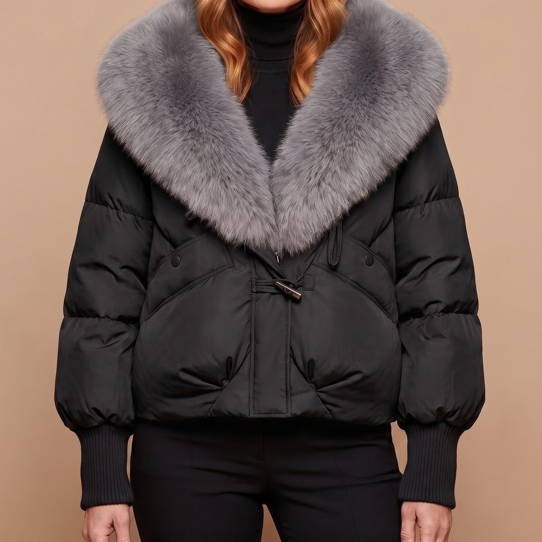 Elsie coat in black, front view
