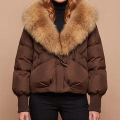 Elsie coat in coffee brown, front view