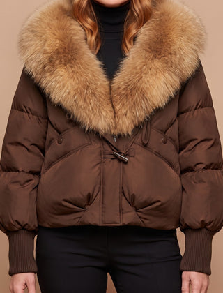 Elsie coat in coffee brown, front view