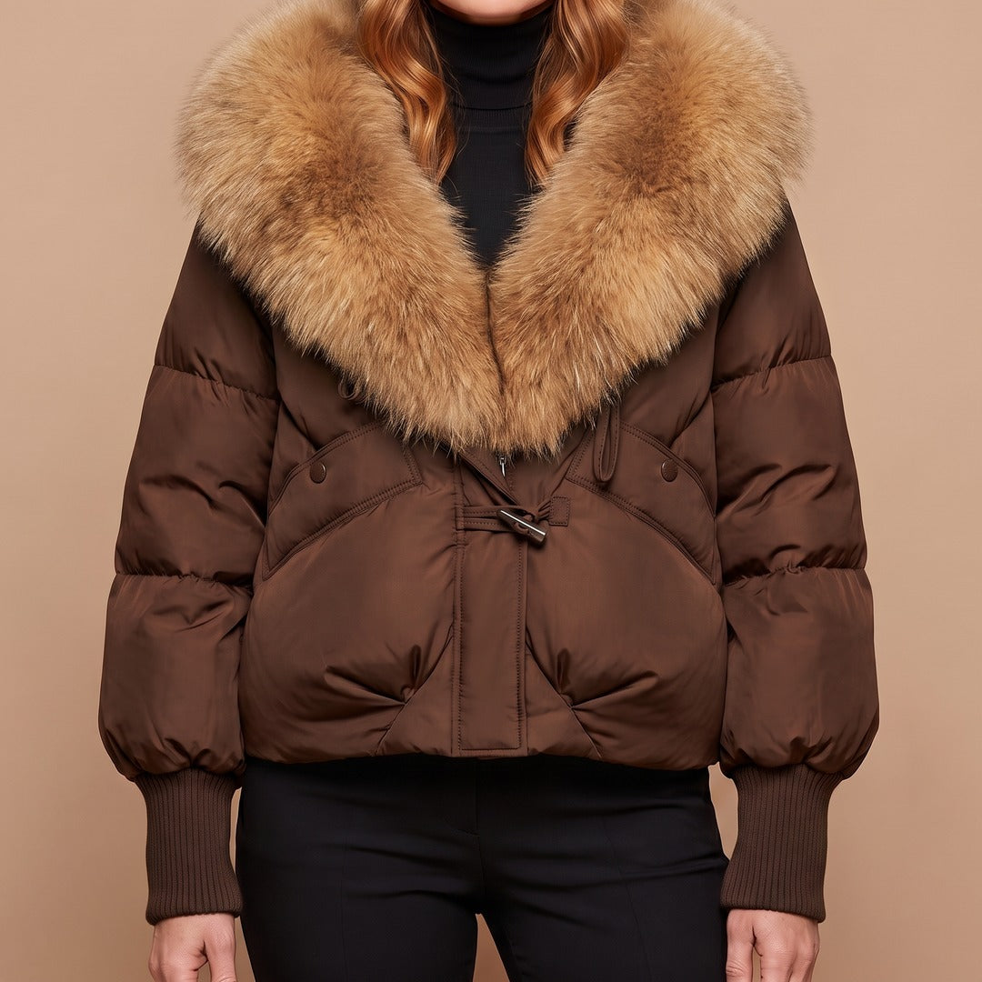 Elsie coat in coffee brown, front view