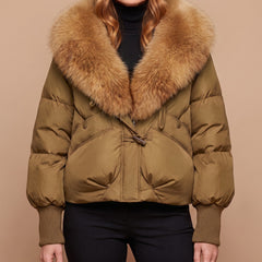 Elsie coat in khaki, front view