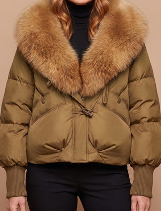 Elsie coat in khaki, front view