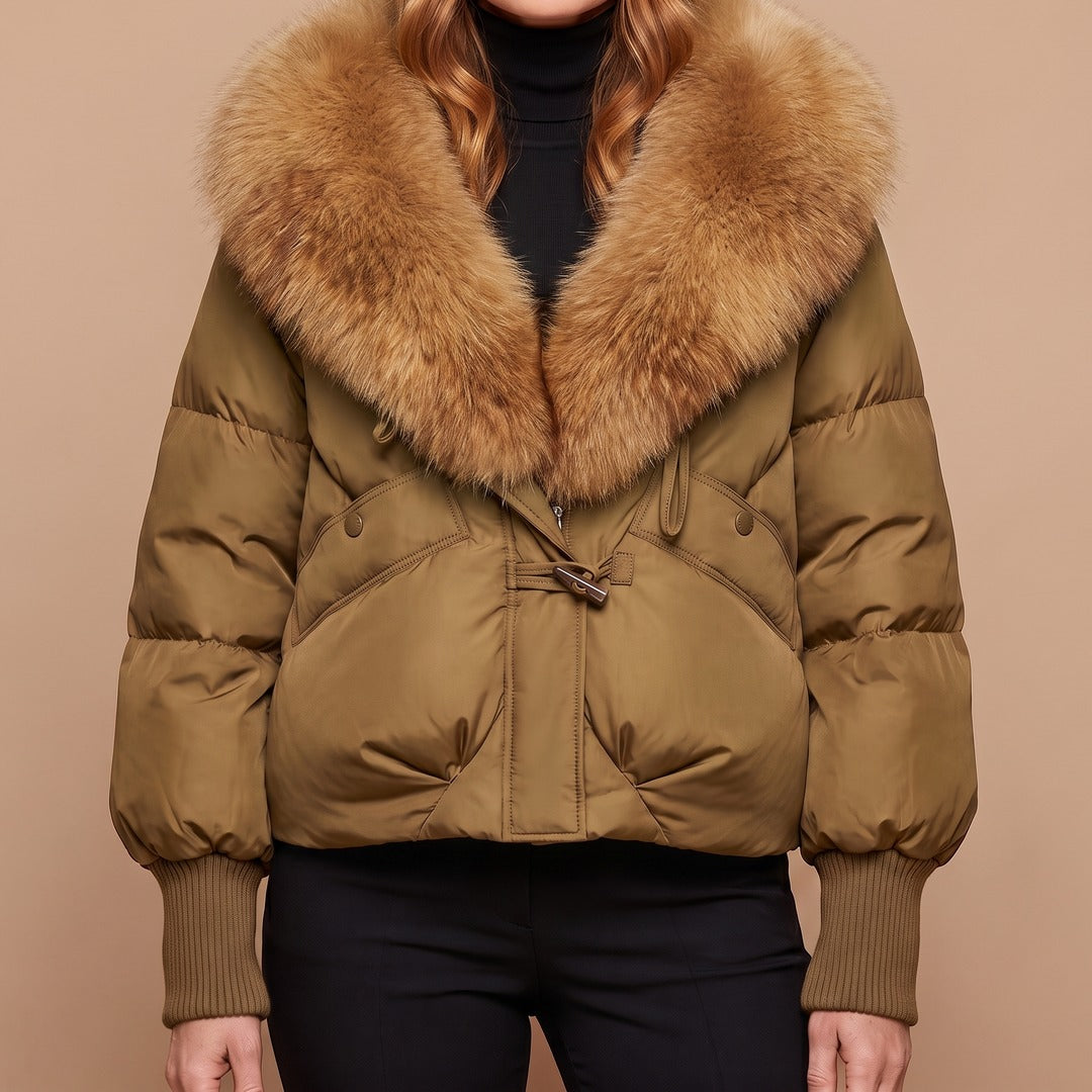 Elsie coat in khaki, front view