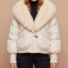 Elsie coat in ivory, front view