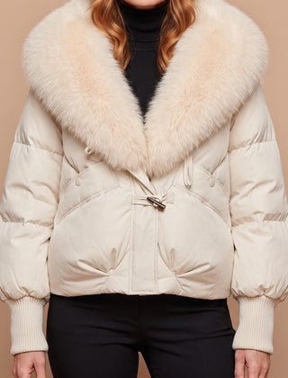 Elsie coat in ivory, front view