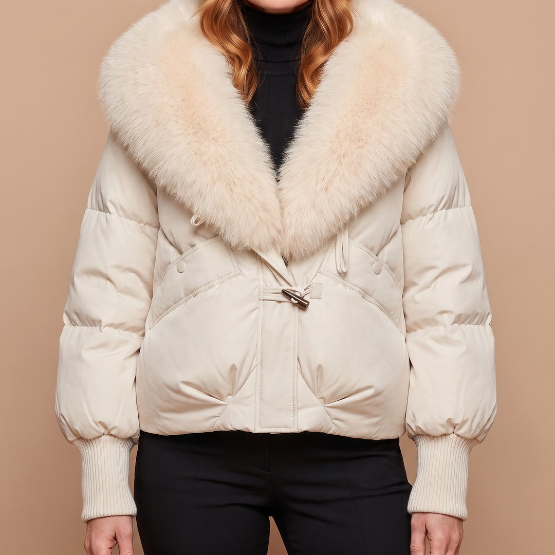 Elsie coat in ivory, front view