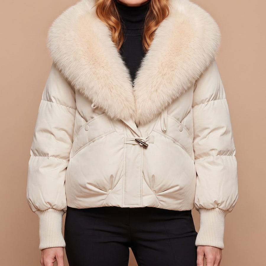 Elsie coat in ivory, front view