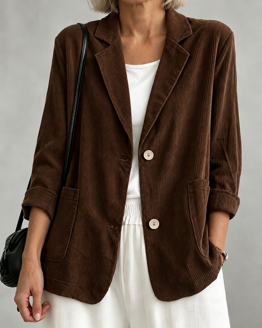 Gloria | Single-Breasted Blazer - Espresso