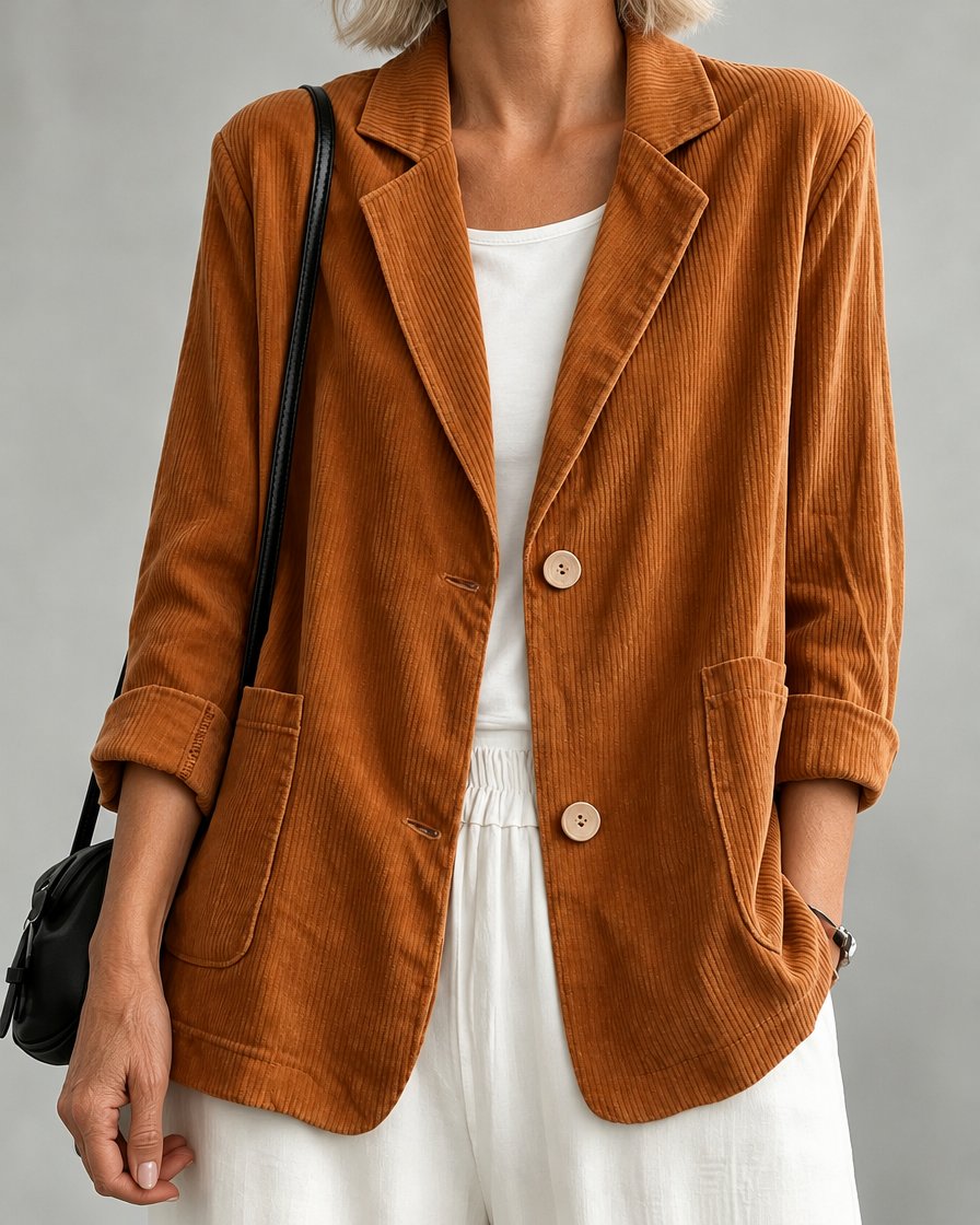 Gloria | Single-Breasted Blazer - Caramel