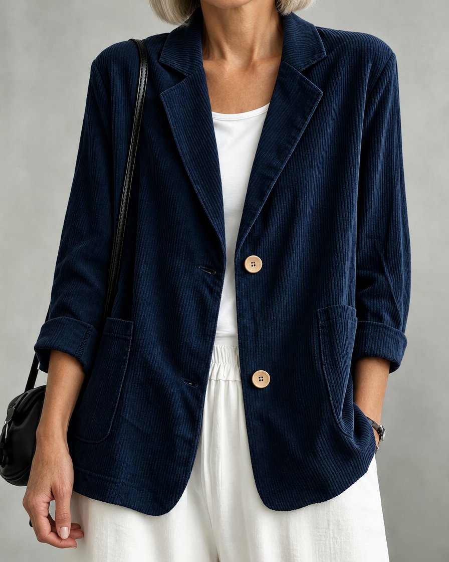 Gloria | Single-Breasted Blazer - Navy