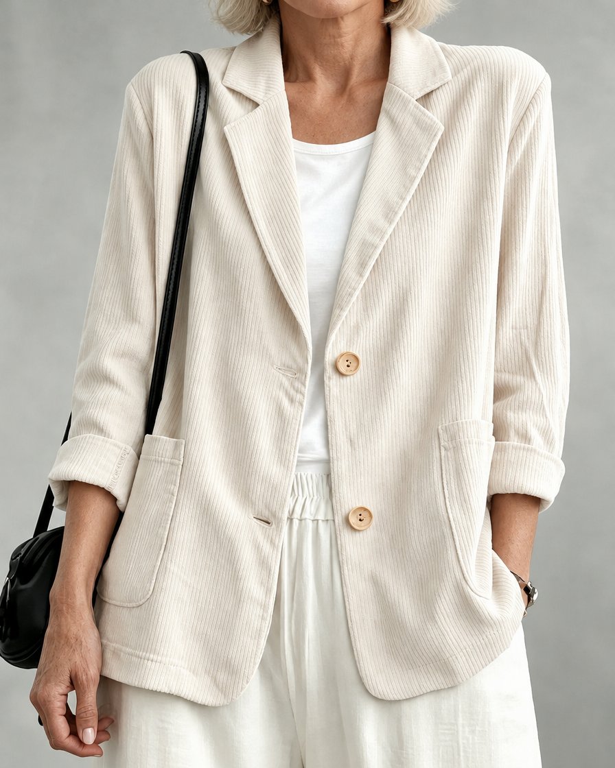 Gloria | Single-Breasted Blazer - White
