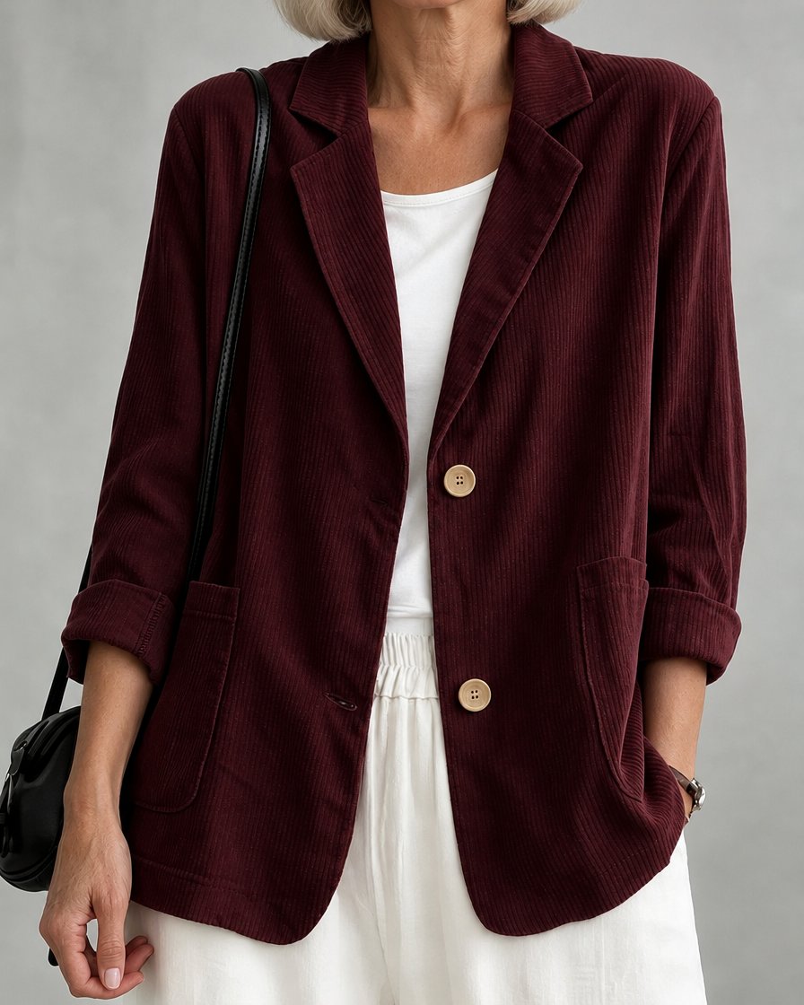 Gloria | Single-Breasted Blazer - Wine