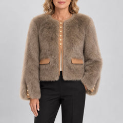 Solene | Elegant Cropped Jacket - Taupe
