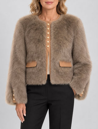 Solene | Elegant Cropped Jacket - Taupe