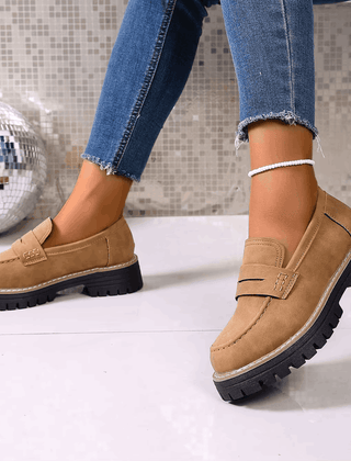 Maggie Chunky Sole Penny Loafers in camel