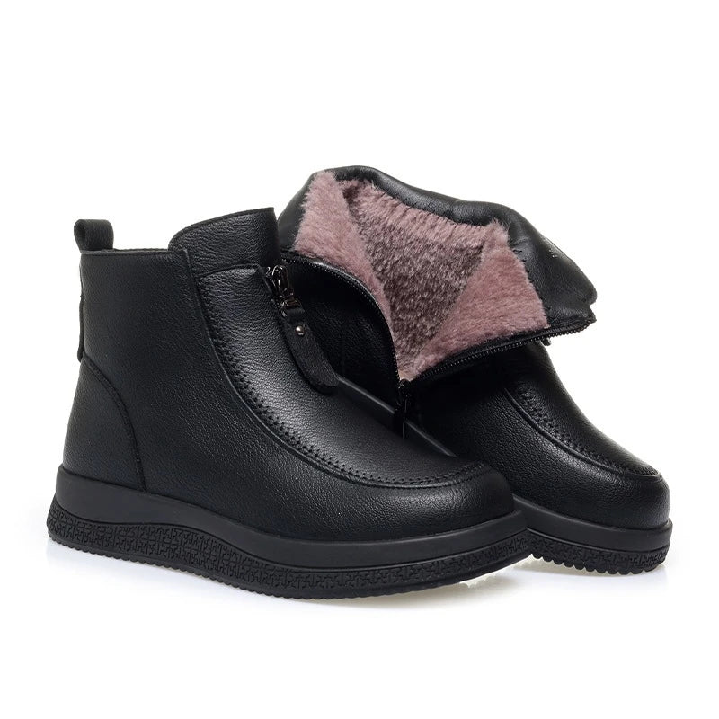 Marigold | Cozy-Lined Zip Comfort Boots in Black
