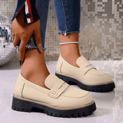 Maggie Chunky Sole Penny Loafers in cream