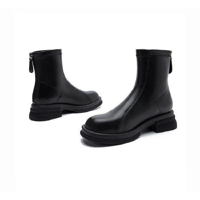 Isadora | Back-Zip Block Heel Ankle Boots