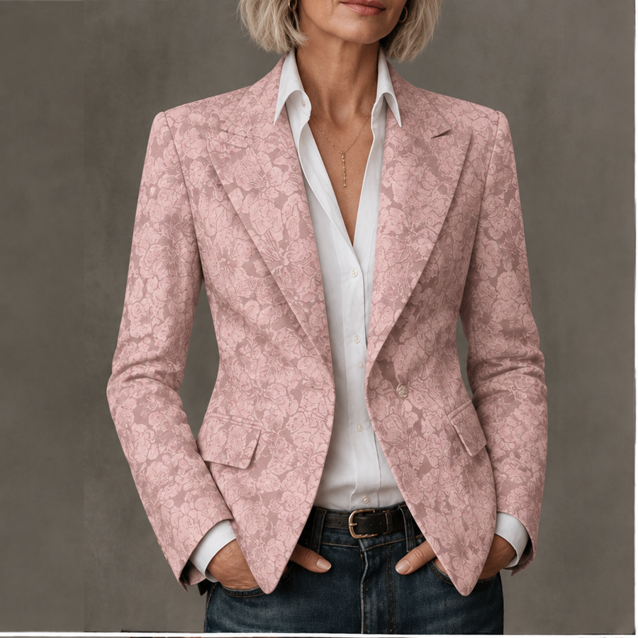 Corinne | Elegant Textured Blazer - Pink