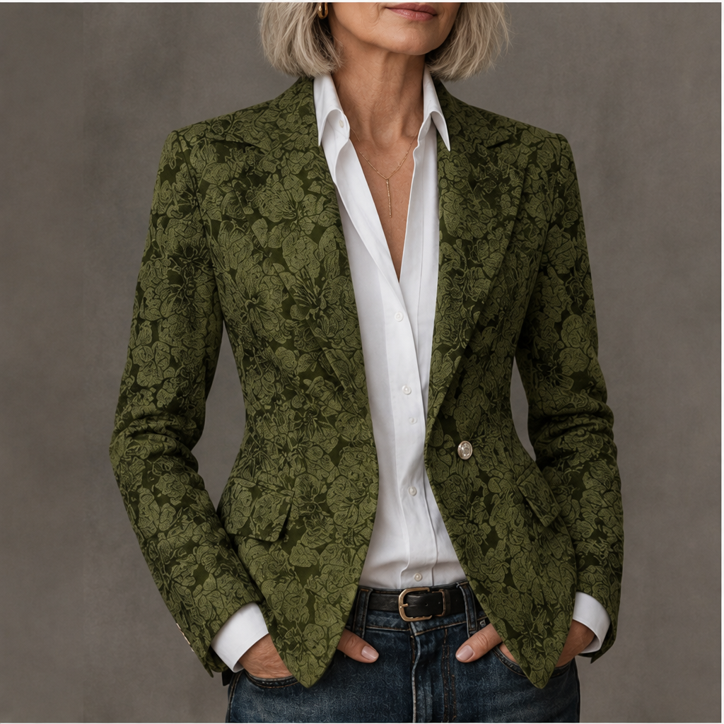Corinne | Elegant Textured Blazer - Green