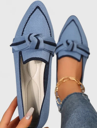 Marceline Pointed Flats with Knot Detail in blue