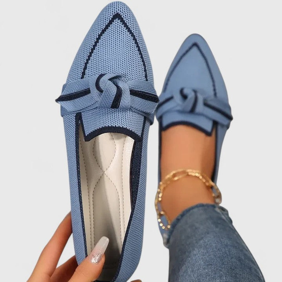 Marceline Pointed Flats with Knot Detail in blue