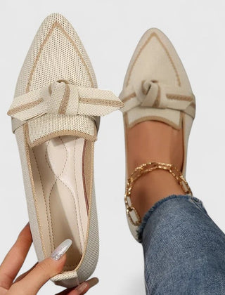 Marceline Pointed Flats with Knot Detail in beige