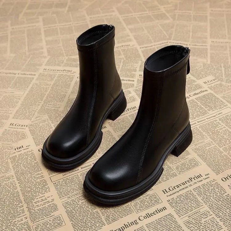 Isadora | Back-Zip Block Heel Ankle Boots