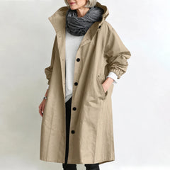 Agatha | Long Hooded Coat - Khaki