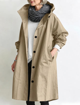 Agatha | Long Hooded Coat - Khaki