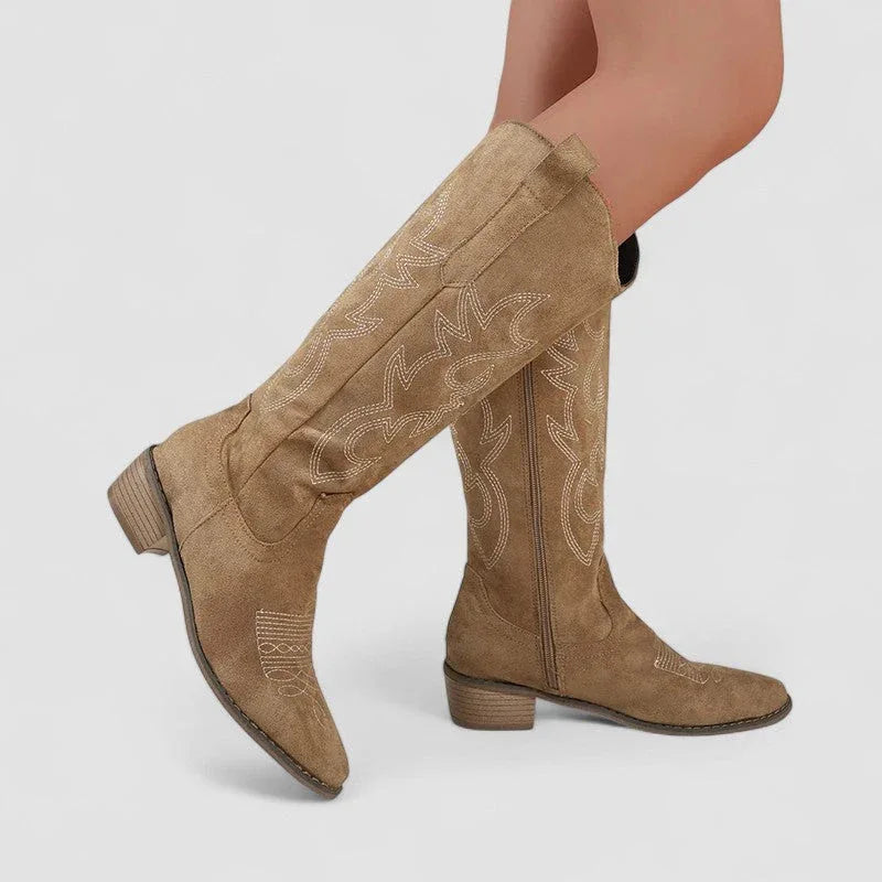Clara | Orthopedic Western Boots in Beige