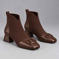 Opium | Square-Toe Ankle Boots in Brown