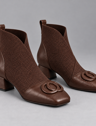 Opium | Square-Toe Ankle Boots in Brown