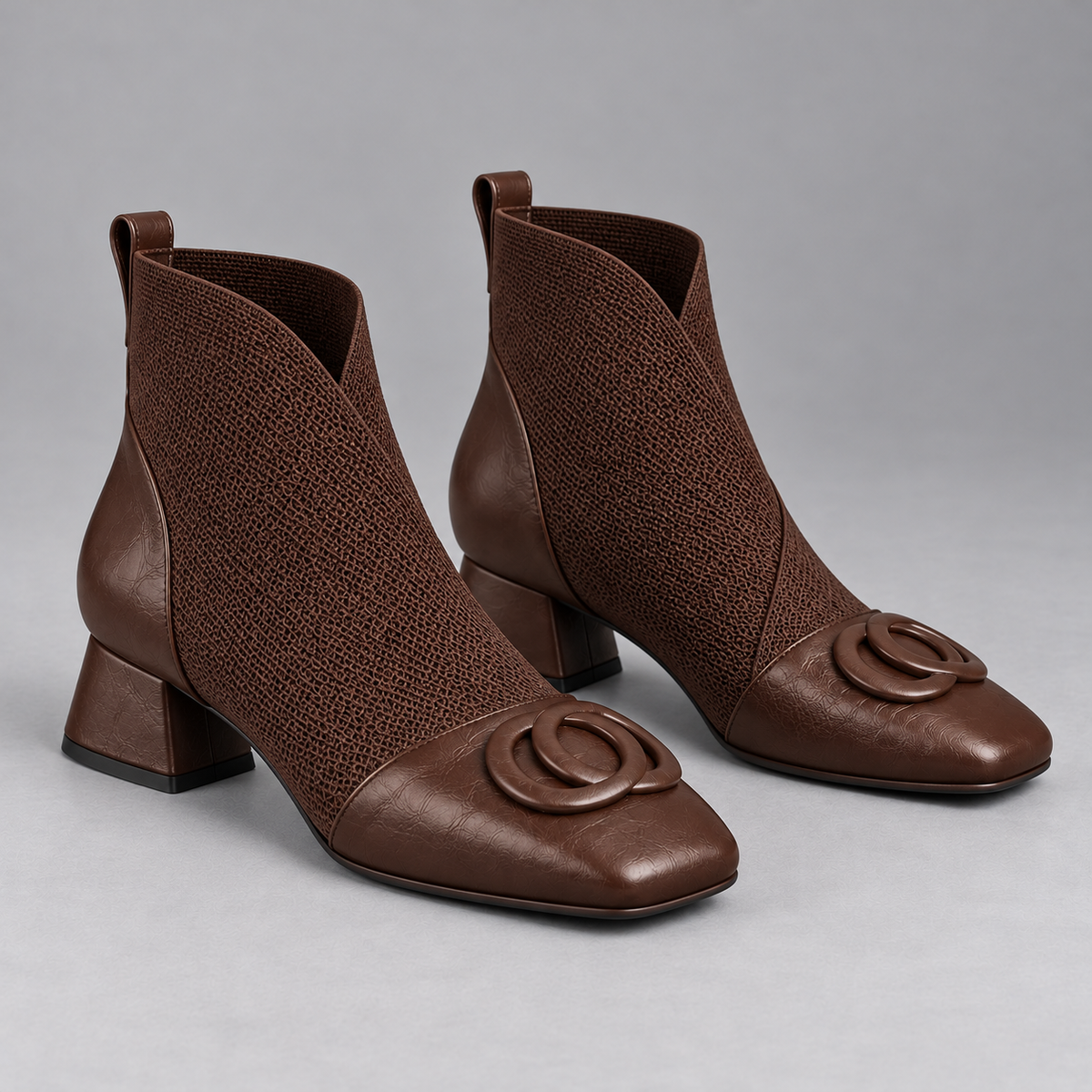Opium | Square-Toe Ankle Boots in Brown