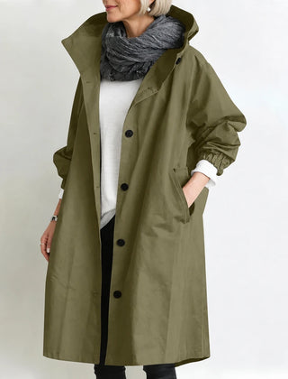 Agatha | Long Hooded Coat - Green