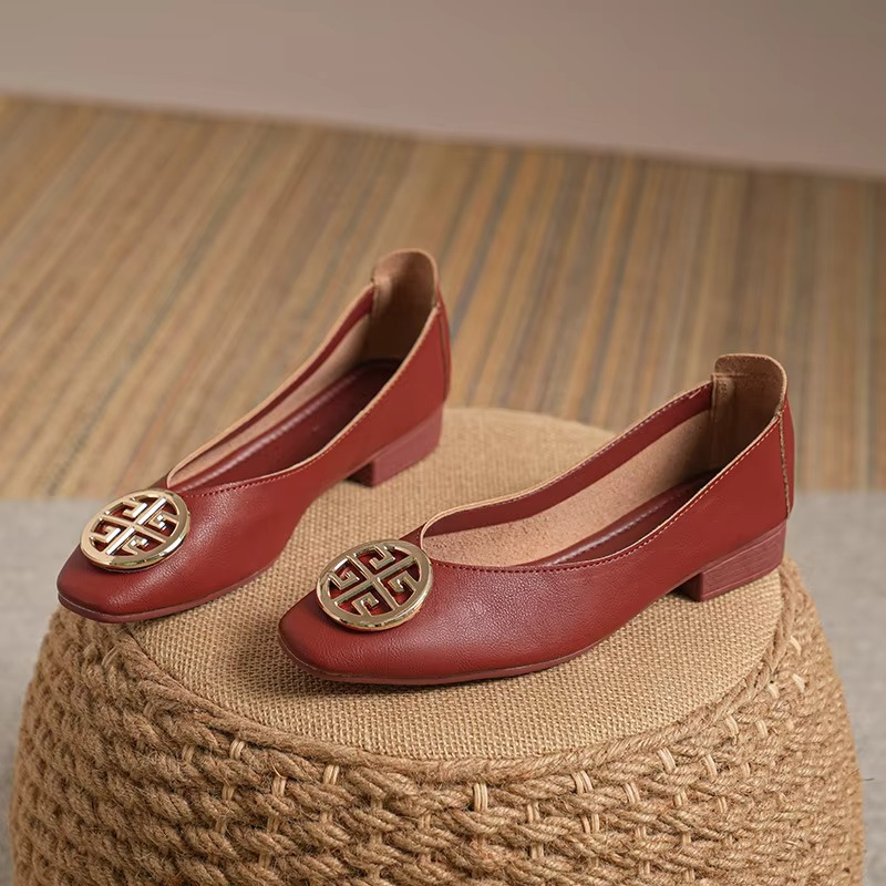 Orla | Square-Toe Medallion Flats