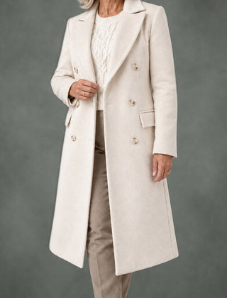 Leonie double-breasted camel coat in beige