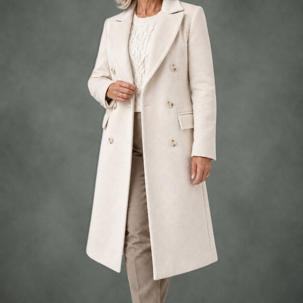 Leonie double-breasted camel coat in beige