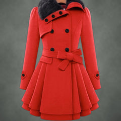 Pascale fitted midi coat in red