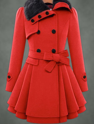 Pascale fitted midi coat in red