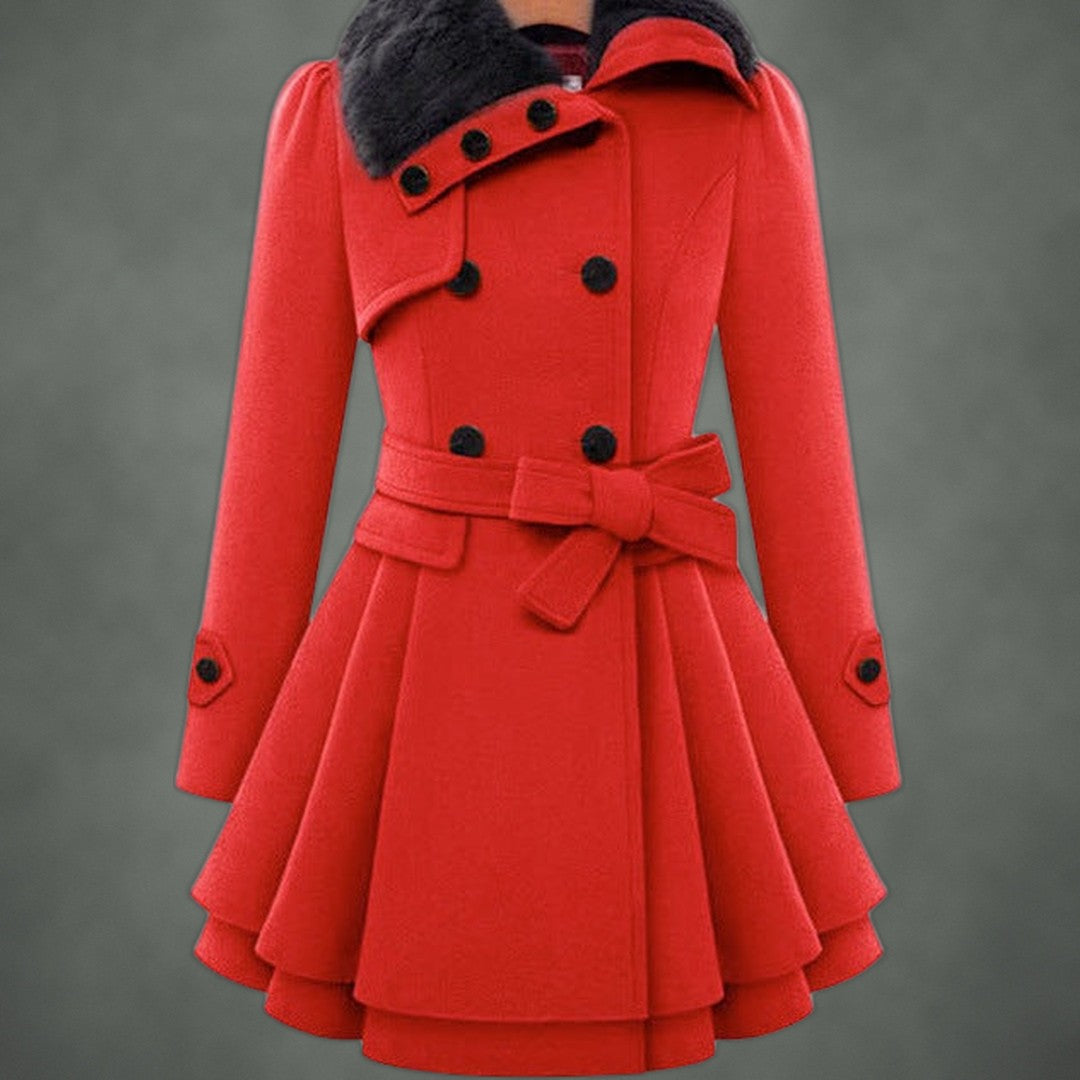 Pascale fitted midi coat in red